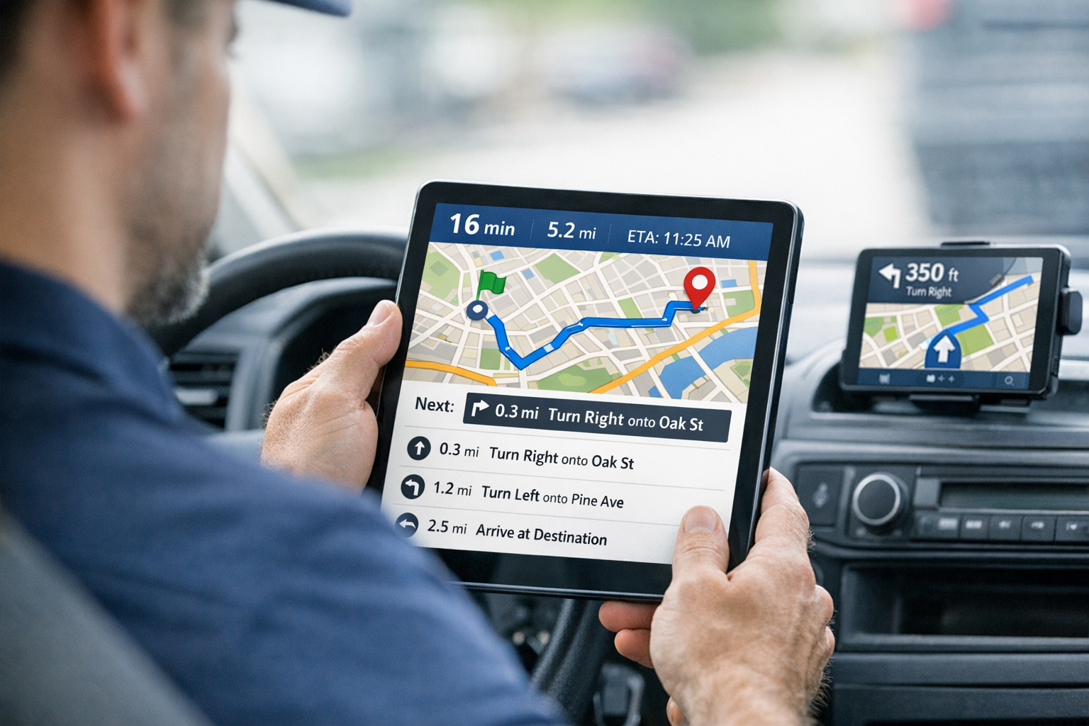 GPS navigation system interface with route planning